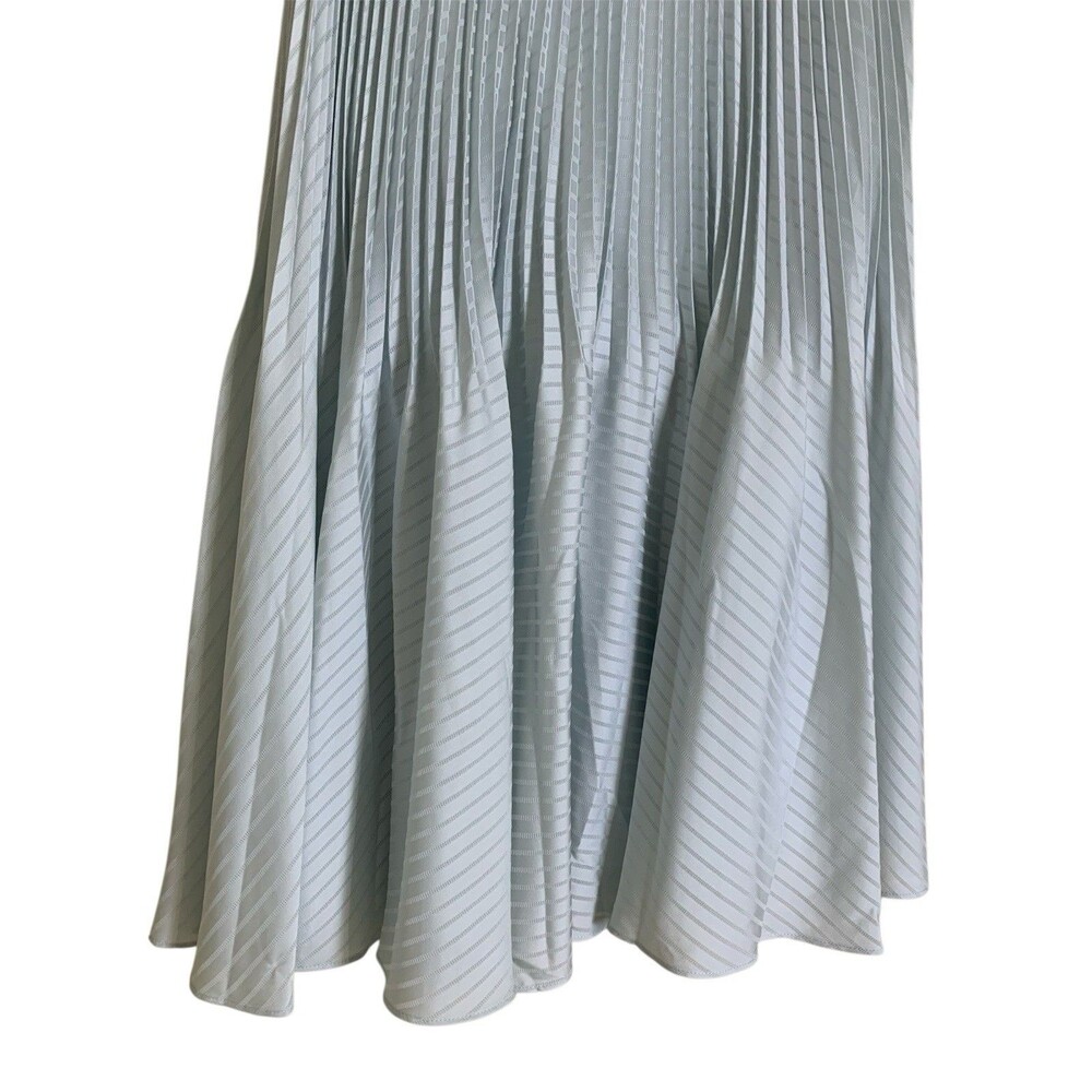 Club Monaco Pleated Midi Skirt Womens 0 Light Blue Striped A-Line Flare - Picture 4 of 6